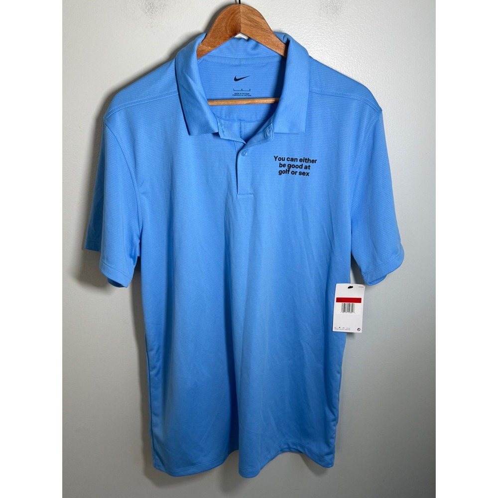 Nike Golf Dri-FIT Polo Shirt Mens Large Blue Funny Graphic BV6042-412 NWT